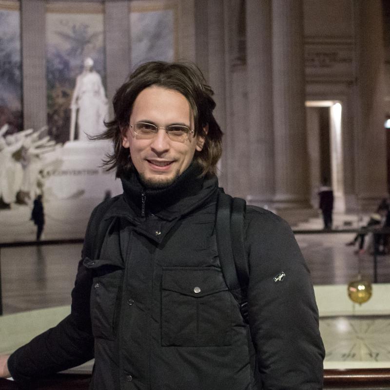 Federico in front of Foucault's pendulum at the Pantheon, Paris. Image credit: Valentina Ricchiuti